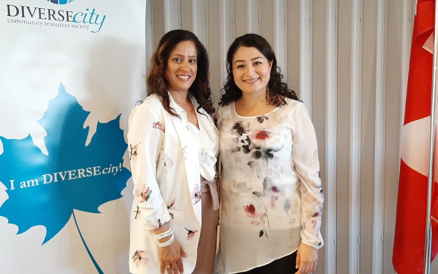 Neelam Sahota, CEO of DIVERSEcity, with Minister of Women and Gender Equality Maryam Monsef.